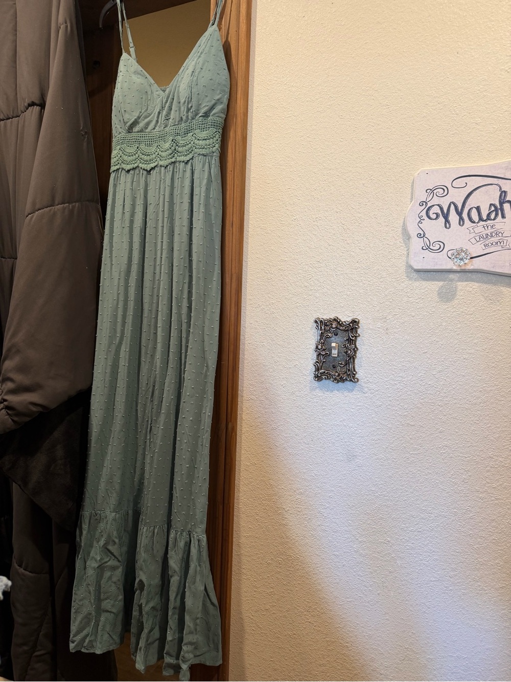 Lily Rose Sage Green Spaghetti-Strap Maxi Dress